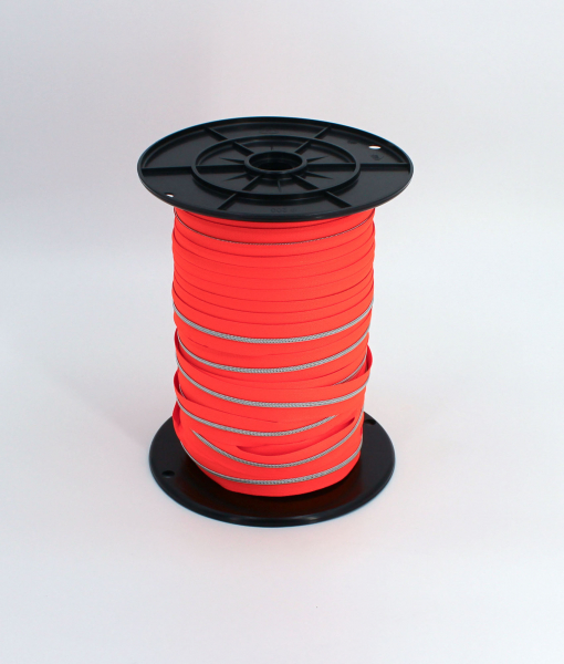 Endlosreißverschluss metallisiert schmal neonorange/silber (1m)
